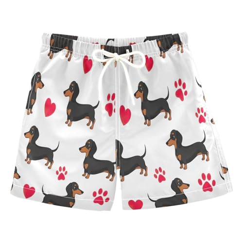 RPLIFE Pantalones cortos de natación para niños, antirozaduras, 2 T, lindos perros salchicha color negro y marrón, Lindos perros salchicha negros y marrones, 3 años