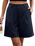 PASUDA Short Femme Bermuda Cargo Été Shorts Taille Haute Élastique Jambes Larges Pantalon ...