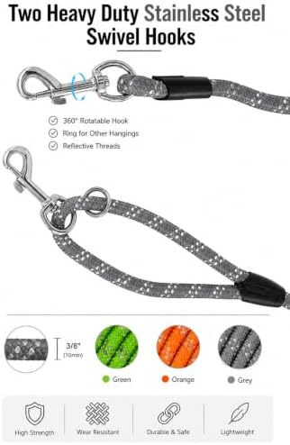 RoyalNest Pets Reflective Dog Training Leash, Heavy Duty Climbing Rope Dog Leash, 3/8 Inch (10mm), Reflective Threads, Durable for Medium & Large Dogs, 20FT 30FT 50FT - 1