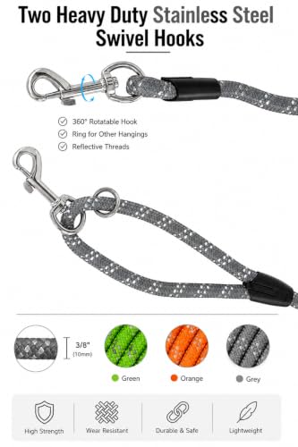 RoyalNest Pets Reflective Dog Training Leash, Heavy Duty Climbing Rope Dog Leash, 3/8 Inch (10mm), Reflective Threads, Durable for Medium & Large Dogs, 20FT 30FT 50FT