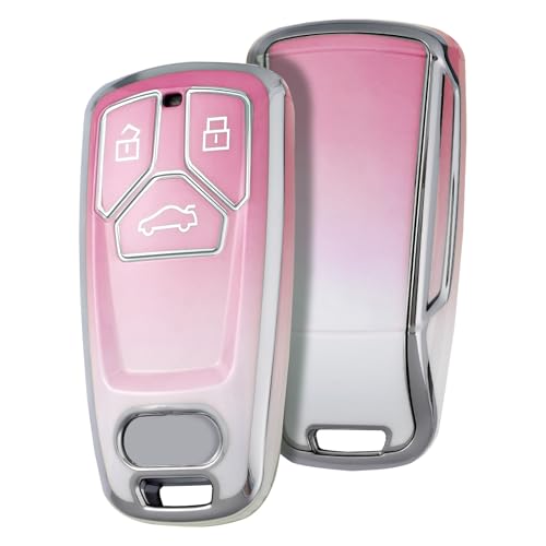 Coque de clé Audi rose dégradé ELOHEI protection intégrale 360 pour clé A4 Q7 Q5