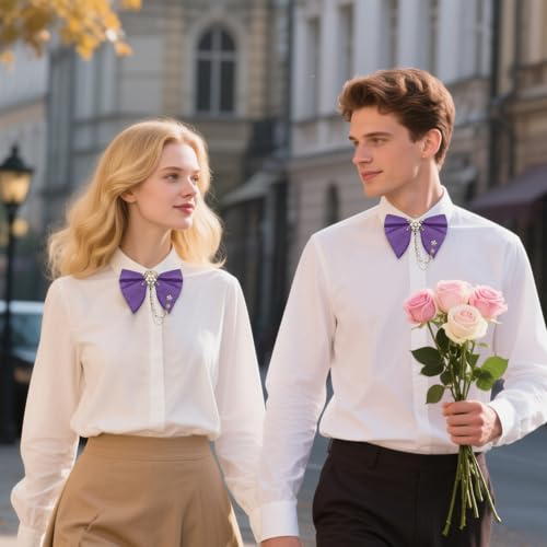 Image of Oversized Bow Ties for Men, Adjustable Bow Tie Pre-tied Bowties Pearl Decoration Bowtie for Tuxedo Wedding Party Prom