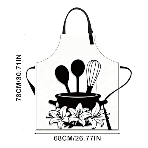 Image of Nuxovilar Cute Cooking Kitchen Apron, 26.77 * 30.7 Inches, Essential for Kitchen Cooking, Baking, Festive Gatherings