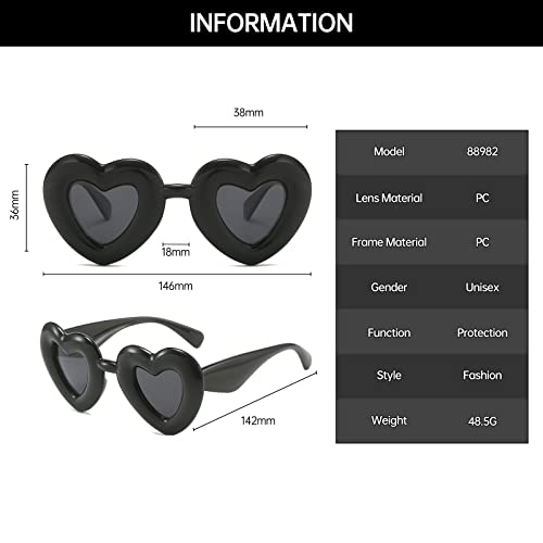 YAMEIZE Vintage Heart Shaped Sunglasses - Unique Punk Inflated Sun Glasses Thick Frame Party Love Glasses for Women Men2