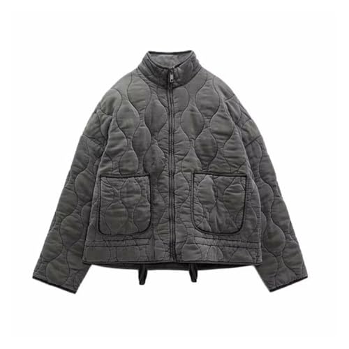 Barley Direct Manteau en coton pour femme avec poche et cordon de serrage - Chaud - Vintage - Manches longues - Fermeture éclair, 1 couleur, S
