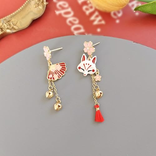 925 Silver Post Earrings For Women Personalized Stud Earrings Anime Asymmetrical Enamel Pendant Earrings2