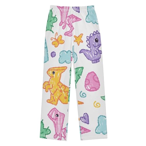 Crayon Dinosaur Boys Pants Boys Athletic Pants Long Pant for Boywith Pockets Wide-Leg Size 6-14Y