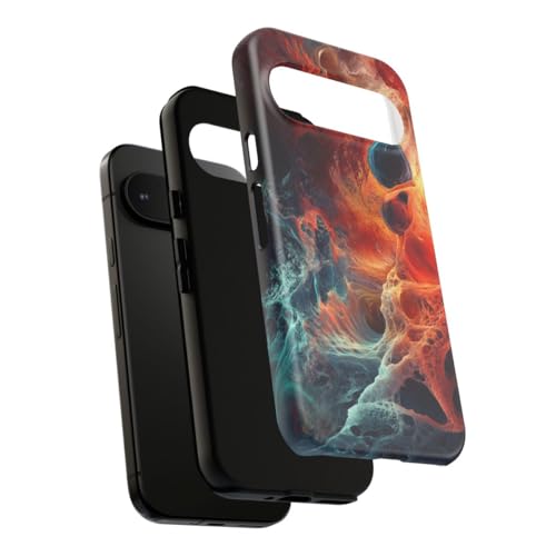 Coque rigide mate Google Pixel 9 Pro rouge à texture abstraite