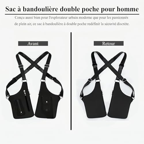 Bolso bandolera para hombre gresonic antirrobo y discreto de piel marrón ajustable 3