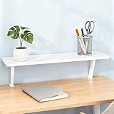 AWSAD Clamp on Desk Shelf, Desktop Extender Storage Organizer Adjustable Floating Desks Shelf for Office, Dorm, Home Desk Organization, White (23.6 x 7.8 in)