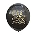15pcs Happy New Year Balloons Sets Latex Balloons Party Balloons Rose Gold Confetti Balloons Anniversary New Year Party Supplies Decorations Home Party Decor, 12inch (Blak & Rose Gold)