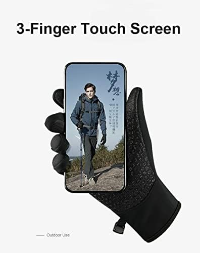 SHOOCOO Winter Gloves Waterproof Thermal Touch Screen Thermal Windproof Warm Gloves For Men and Women Cycling Gloves Non-Slip Running Velcro Fastening Gloves