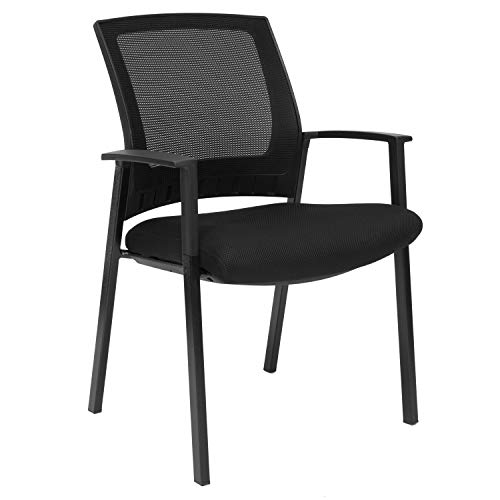 Cashoffice - Silla de Confidente Oficina - Silla de Oficina con Respaldo Transpirable Negra - Silla Reuniones Apilable