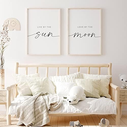 Miniatura 2 de NATVVA Póster impreso con texto en inglés Live by The Sun Love By The Moon - Lienzo decorativo para pared, impresiones artísticas, pintura