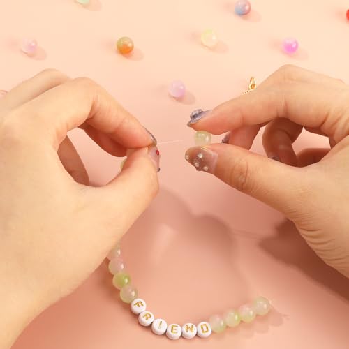 Image of 760PCS 8mm Glass Beads for Jewelry Making 24 Color Crystal Beads Bracelet Making Kit Gradient Round Bead for DIY Earrings Necklaces Rings with Letter Bead for Bracelets&Charms Accessories