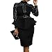 Produktbild Damen Freizeitkleider Damen Pailletten Etuikleid Langarm Rüschen Abend Partykleid Hohe Taille Sexy Solid Dress-Black_10
