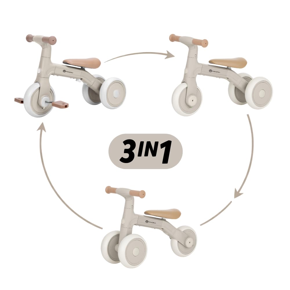 PETITE&MARS Draisienne Bébé Bingo, Vélo 3 en 1 pour bébé 1-2 Ans (12-24 Mois), Premier vélo à 3 Roues, Mini Tricycle avec Pédales (Blanc)
