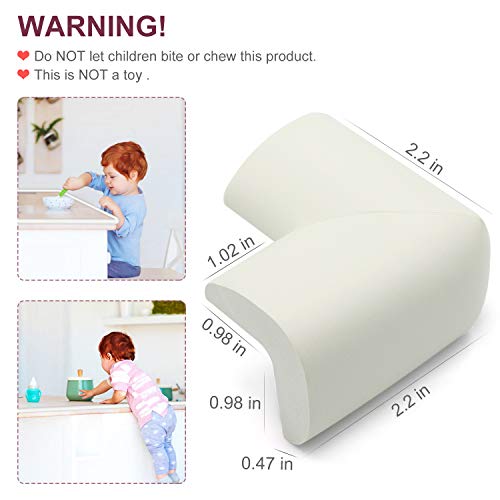 Image of Baby Proofing Edge Corner Protector, Table Bumper Guard, Soft Rubber Foam Guard, 3M Pre-Taped Corners, 20.5 ft (18.1ft Edge + 8 Corners) Baby Proof Corner Guard Heavy-Duty (18.1ft, Cream White) | Soft thick rubber foam bumper, 18.1ft edge strips + 8 corner guards, 3M pre-taped for table, cabinet & wall sharp corners