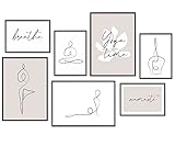 Hyggelig Home Premium Poster Set - 7 passende Yoga Bilder im stilvollen Set - 3 x DIN A3 + 4 x DIN A4 - Set Namasté - Ohne Rahmen