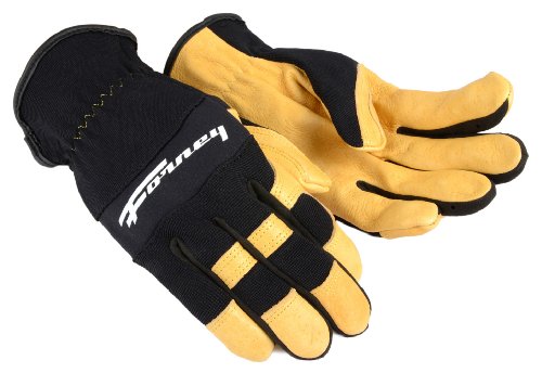 Forney 53090 Pigskin Leather Driver Premium Stretchable Men's Gloves, Medium, Black/Gold #TOP1