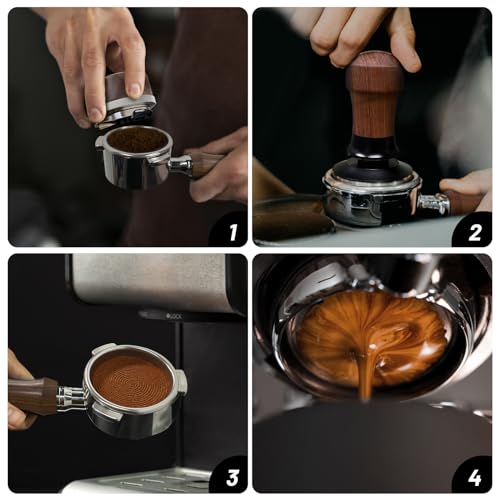 NOTSEK Coffee Tamper, Spring Loaded 54mm Tamper with Ripple Base, Walnut Wood Tamper Tool with 304 Stainless Steel Base for Sage Portafilter - Image 7