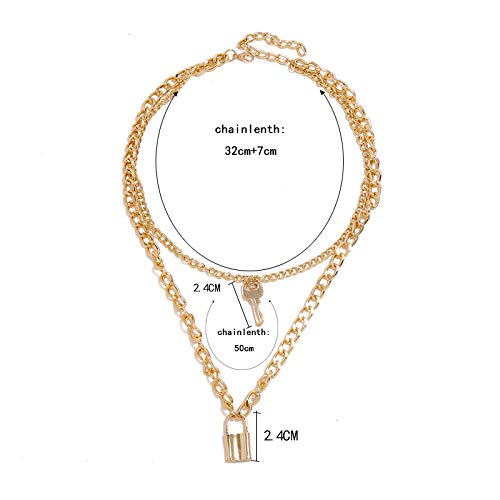 Valentine Layered Lock and Key Necklace