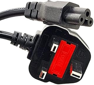 Mimiblu UK 3 Pin Cloverleaf Power Cable For Laptop chargers Clover Leaf UK Mains lead Power Cord For PC, Scanners, Printers, TV 3 Pin Power Cable & other devices (0.5M)