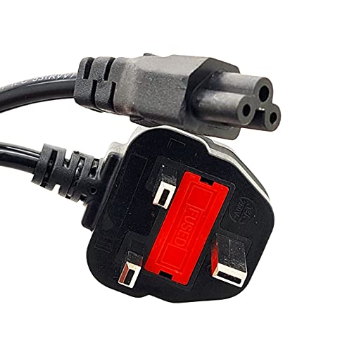 Mimiblu UK 3 Pin Cloverleaf Power Cable For Laptop chargers Clover Leaf UK Mains lead Power Cord For PC, Scanners, Printers, TV 3 Pin Power Cable & other devices (1.8M)