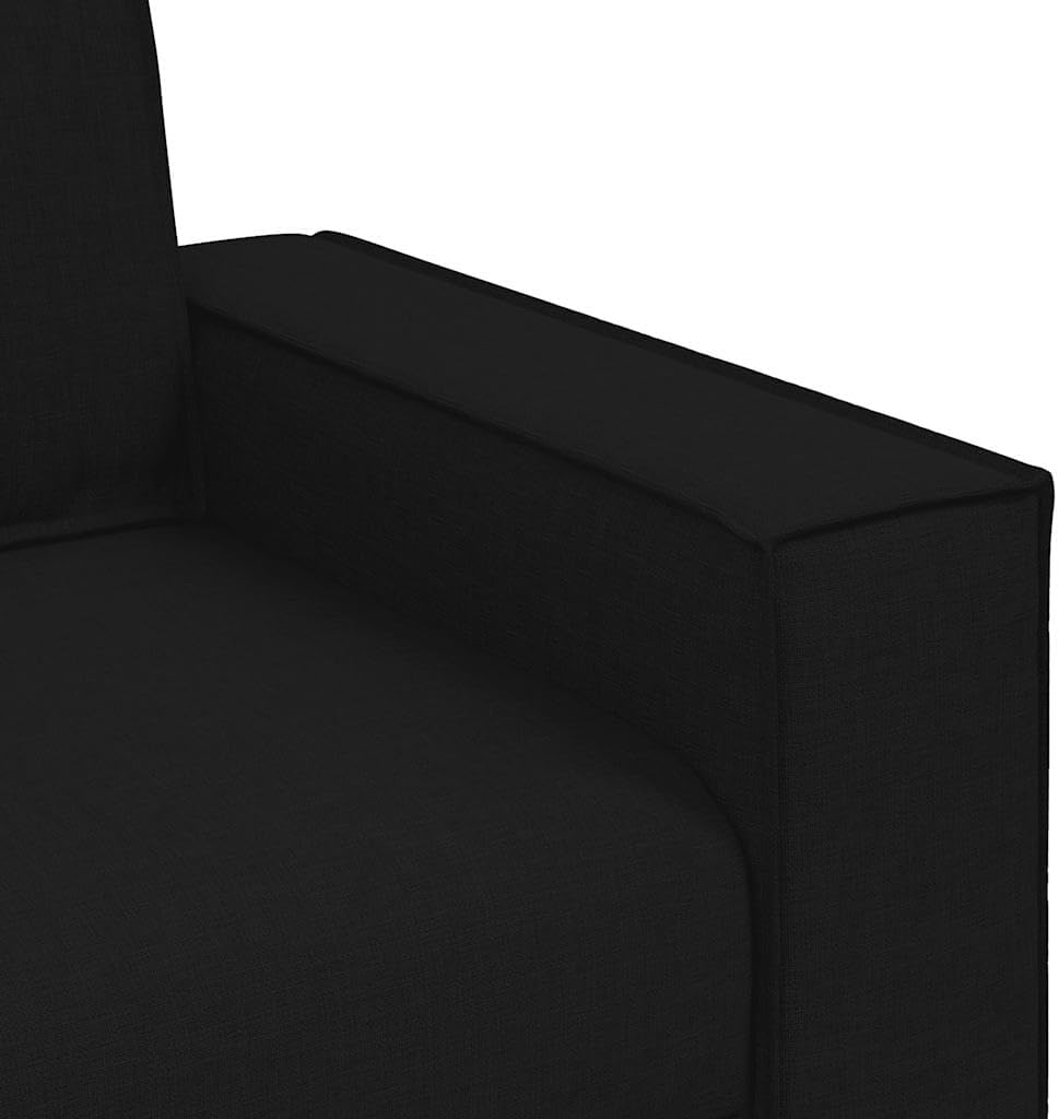 Sofa Set Black Fabric (100% Polyester) Living Room Furniture