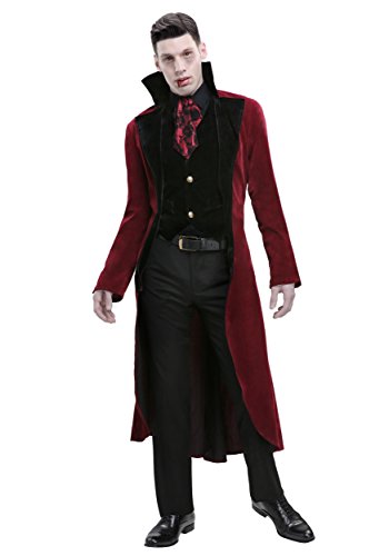 Fun Costumes Dreadful Vampire Costume for Men Red Coat Vampire Outfit - Medium - Red