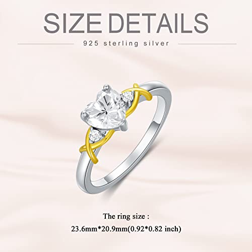 DIYA Personalized Celtic Knot Heart Moissanite Wedding Ring for Women 14K Gold Plated S925 Sterling Silver Engagement Engraved Promise Rings for Her Anniversary Birthday Marriage Gift4