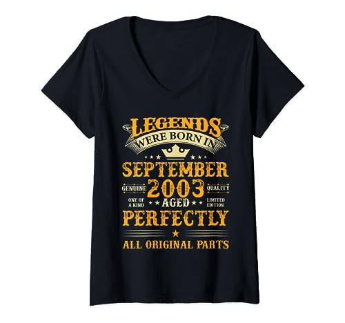 Legends Were Born In September 2003 Birthday Vintage Men Camiseta Cuello V