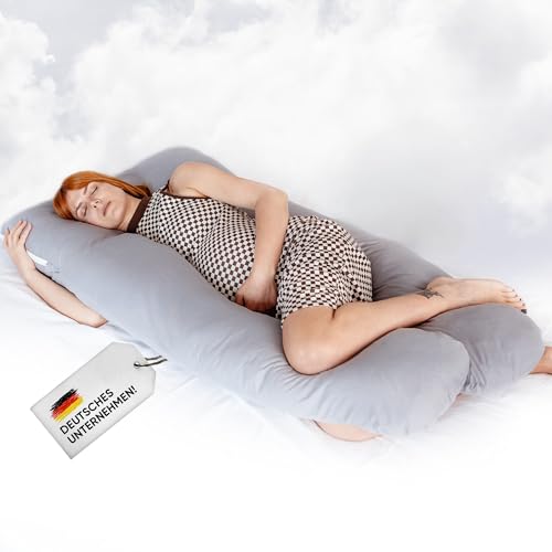 Generisch Seitenschläferkissen mit Doppelbezug - Stillkissen XXL, Schwangerschaftskissen zum Schlafen | Kissen Schwangerschaft | Body Pillow | Schlaftherapie Kissen | Komfortkissen | Flexible Füllung