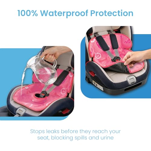 Image of Piddle Pad 2-Pack, Potty Training Car Seat Protector, Toddler Car Seat Cover & Stroller Protector, Machine Washable Waterproof Car Seat, Anti-Slip, Universal Fit (Pink)