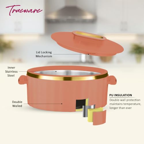 Image of Trueware Celebration Inner Steel Casserole 2300 ML | PU Insulated | BPA Free | Odour Proof | Food Grade| Ideal for Chapatti | Roti | Curd Maker | Thermoware | Hot Pot