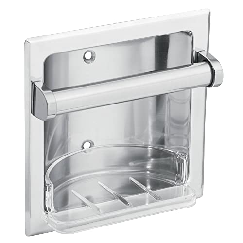 Moen 2565CH Commercial Recessed Soap Holder, Chrome, Wall-Mounted Bathroom Soap Dish with Removable Tray by Moen - Used condition - US$14.28