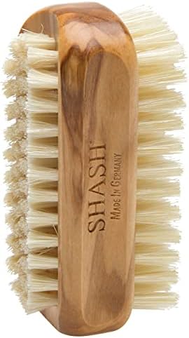 Since 1869 Hand Made in Germany - Natural 100% Natural Boar Bristle Nail Brush - Gently Removes Dirt and Grime for Clean Hands - Exfoliates Skin for Soft, Smooth Texture, Wood (Olive)