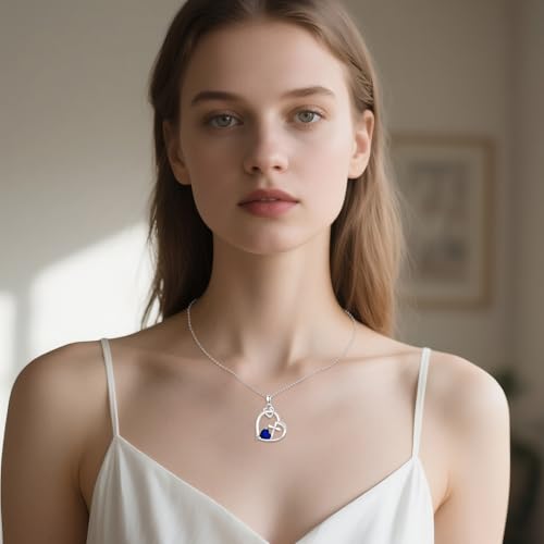 Heart Cross Necklace Cross Birthstone Necklace Christian Religious Jewelry Birthday Gifts for Women Wife Mom4