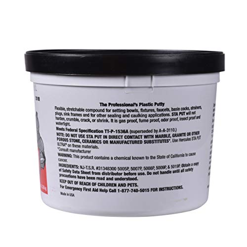 Hercules 25105 Superior Grade Sta-Put Plumber's Putty For Caulking And Sealing, 5 Pound, Beige #TOP2