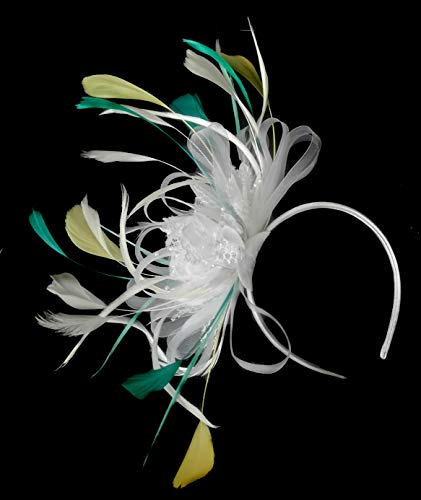 Fleur mariage courses hippiques chapeau blanc et turquoise de la marque Caprilite