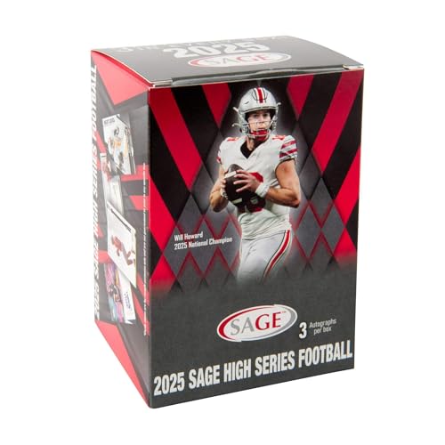 Boîte NFL Sage High Series 2025 trois cartes signées garanties pour collection de football