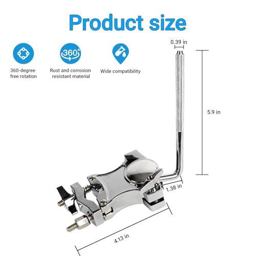 JOYSIDE Tom Drum Holder with Ball Joint – Adjustable Drum Clamp Mount for Tom Drums, Universal Expansion Hardware Connector for Drum Kits and Percussion Accessories