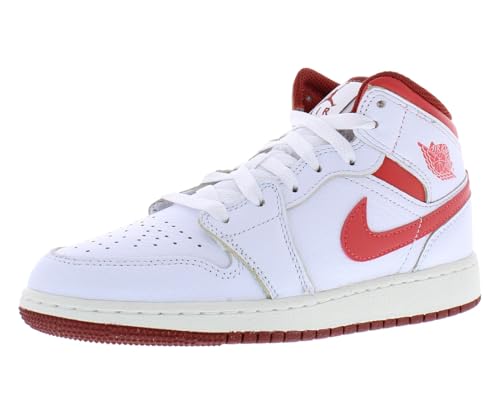 Image of Nike Air Jordan 1 Mid Leather GS Boys Shoes