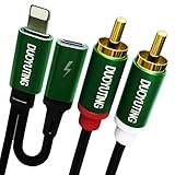 DUOYUTING 2-in-1 RCA Audio Cable, 3.4FT Stereo Audio Adapter for iPhone 6 to 14, Speaker Amplifier Stereo System and More Plug and Play.