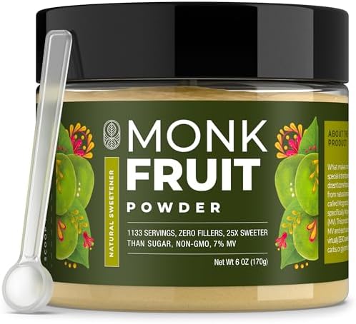 Monk Fruit Extract Powder (25X Sweeter Than Sugar) Zero Calories, Zero Sugar, Zero Glycemic, Non-GMO, No Fillers - Monk Fruit Sweetener No Erythritol - Monk Fruit Powder by Gaudum (6 Ounce (Pack of 1))