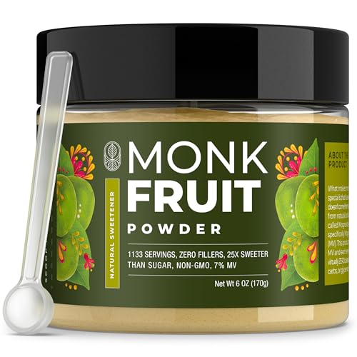 Monk Fruit Extract Powder (25X Sweeter Than Sugar) Zero Calories, Zero Sugar, Zero Glycemic, Non-GMO, No Fillers - Monk Fruit Sweetener No Erythritol - Monk Fruit Powder by Gaudum (6 Ounce (Pack of 1))