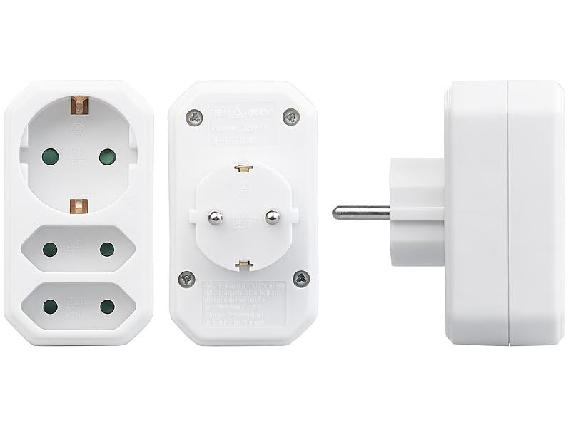 2er Set Dreifach-Steckdosen Adapter mit Kindersicherung – Robuste Schuko Dreierstecker Stromverteiler für Zuhause Büro Werkstatt 3