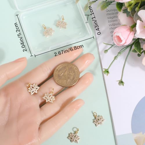 Beebeecraft 1 Box 6Pcs Lotus Flower Charms 18K Gold Plated Brass Cubic Zirconia Flower Yoga Beads Charms Crafts Supplies for DIY Necklace Bracelet Earrings - Image 3