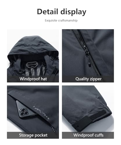 Outdoor Men's Waterproof Raincoat Windbreaker Lightweight Rain Jacket with Detachable Hood - Image 5