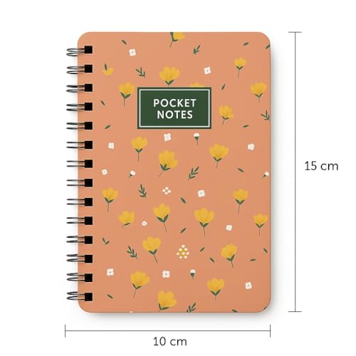 Image of mudrit Pocket Size Notebook, Small Spiral Diary, 120 Plain Pages, 90 GSM ideal for Gratitude List, Daily Goals Planner, To Do List Organiser, Size A6